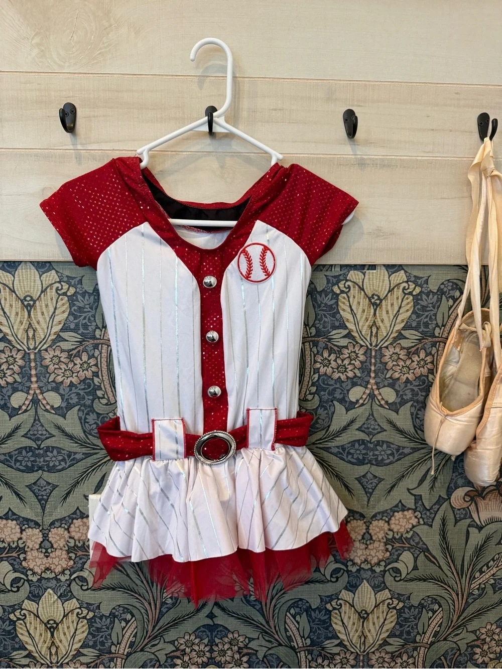NEW! A Wish Come True Play Ball baseball ballet costume dance red white